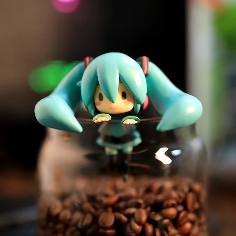 8CM Anime Hatsune Miku Ponytail Cup pressing surface kawaii Q version figure PVC model toys doll Collection Ornament gifts
