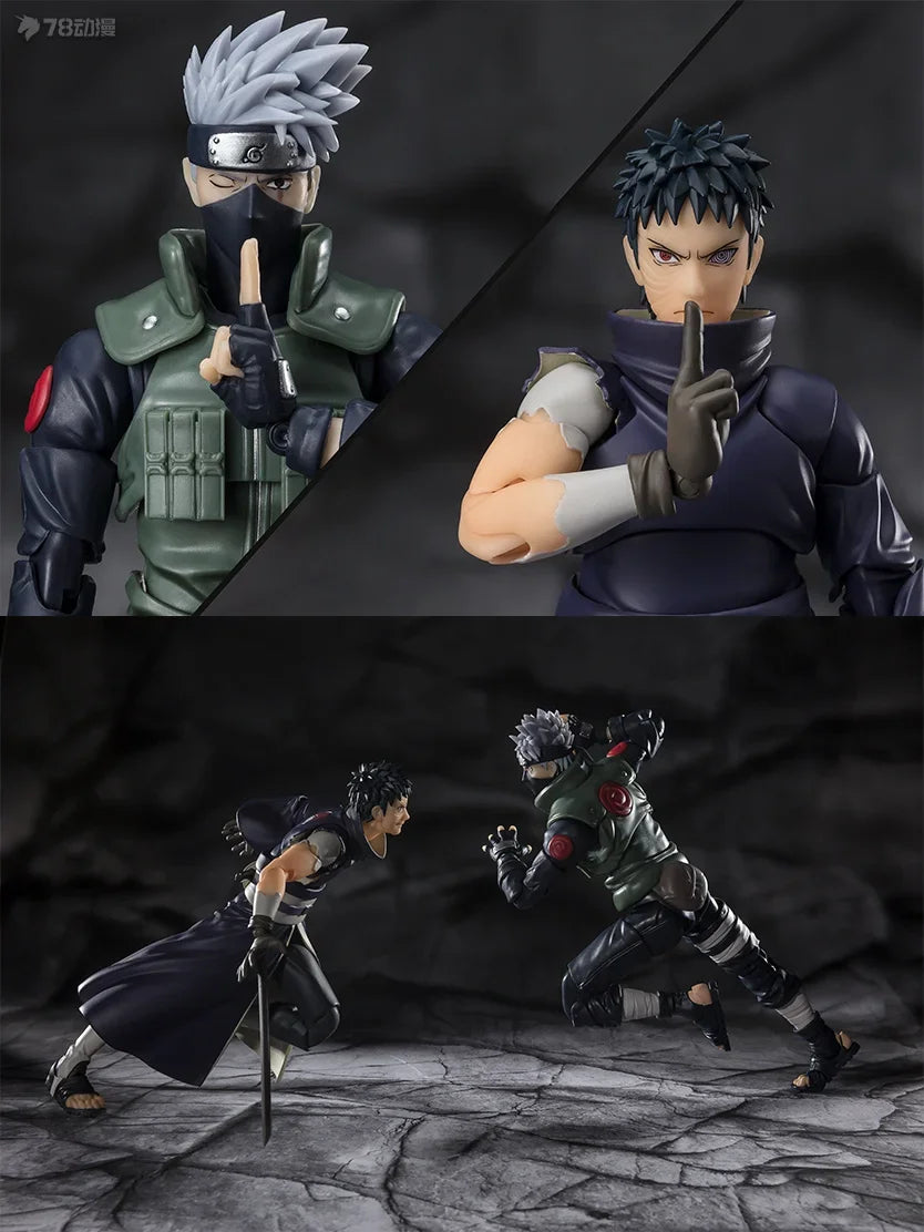 Bandai Anime Action Figure Naruto SHFiguarts SHF Uchiha Obito Hatake Kakashi Finished Model Collection Toy Gift for Kid