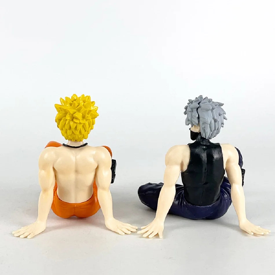 2pcs Anime Naruto Shippuuden Hatake Kakashi Uzumaki Naruto Figure Tenohira Sitting Model Toy Gift Collection Action Figure PVC