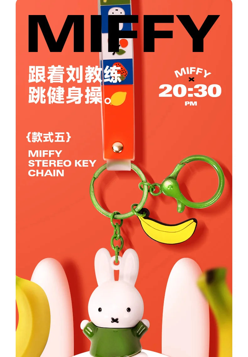Kawaii Miffy Cute Doll Fruit Series Keychain Backpack Pendant Boy and Girl Toy Gift