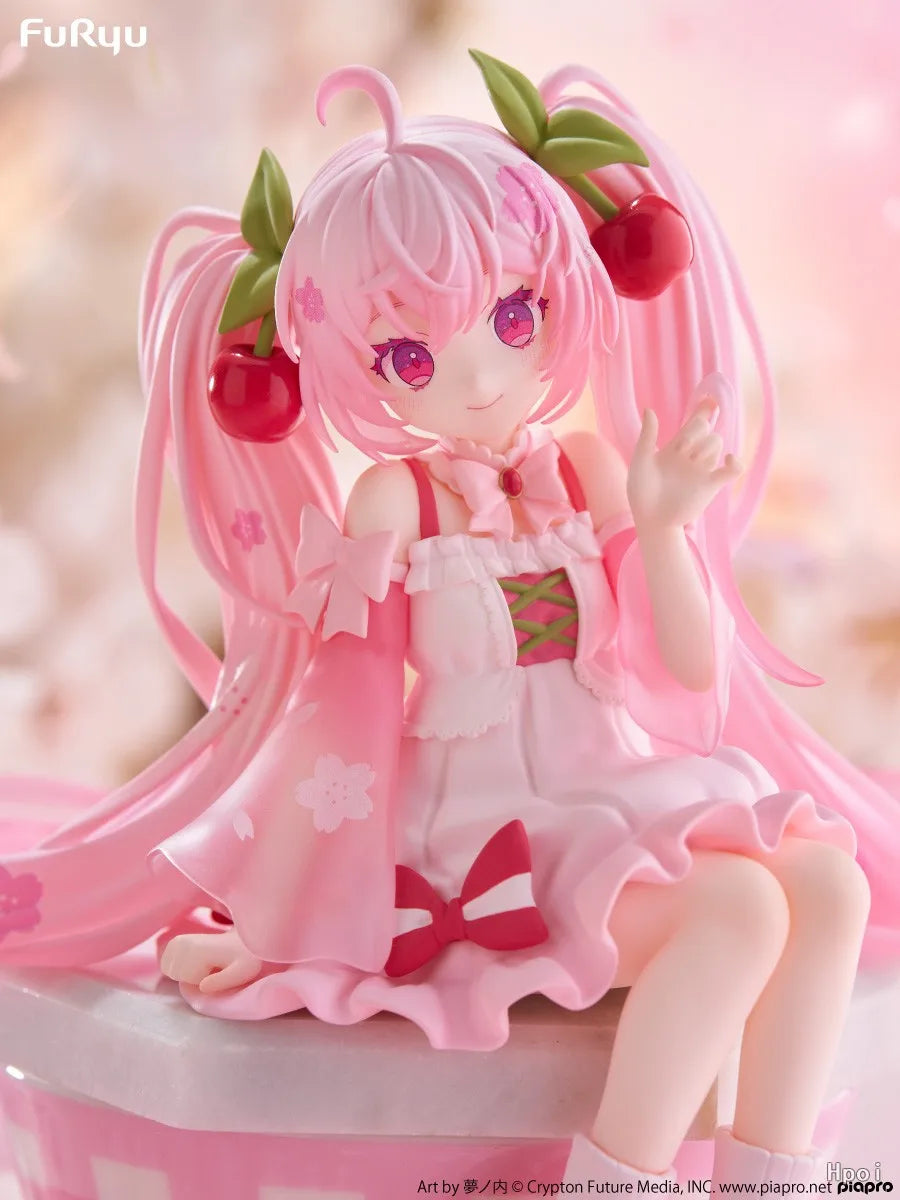 Sakura Miku Anime Toy Cute Hatsune Miku Pretty Girl Sitting Style Figurine Model Collection Toy Gifts