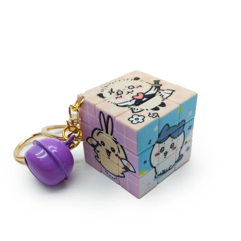 Chiikawa Rubik's Cube Key Chain Puzzle Cute Magic Cartoon Pencil Student Bag Hanging Decoration