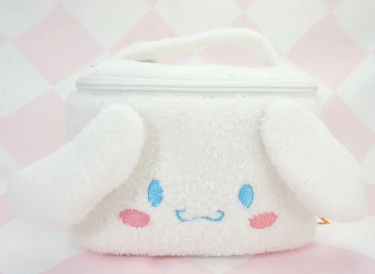Sanrio Hello Kitty Plush Cosmetic Bag Cute Kuromi My Melody Zipper Large Women Travel Make Up Toiletry Bag Washing Pouch Pouch