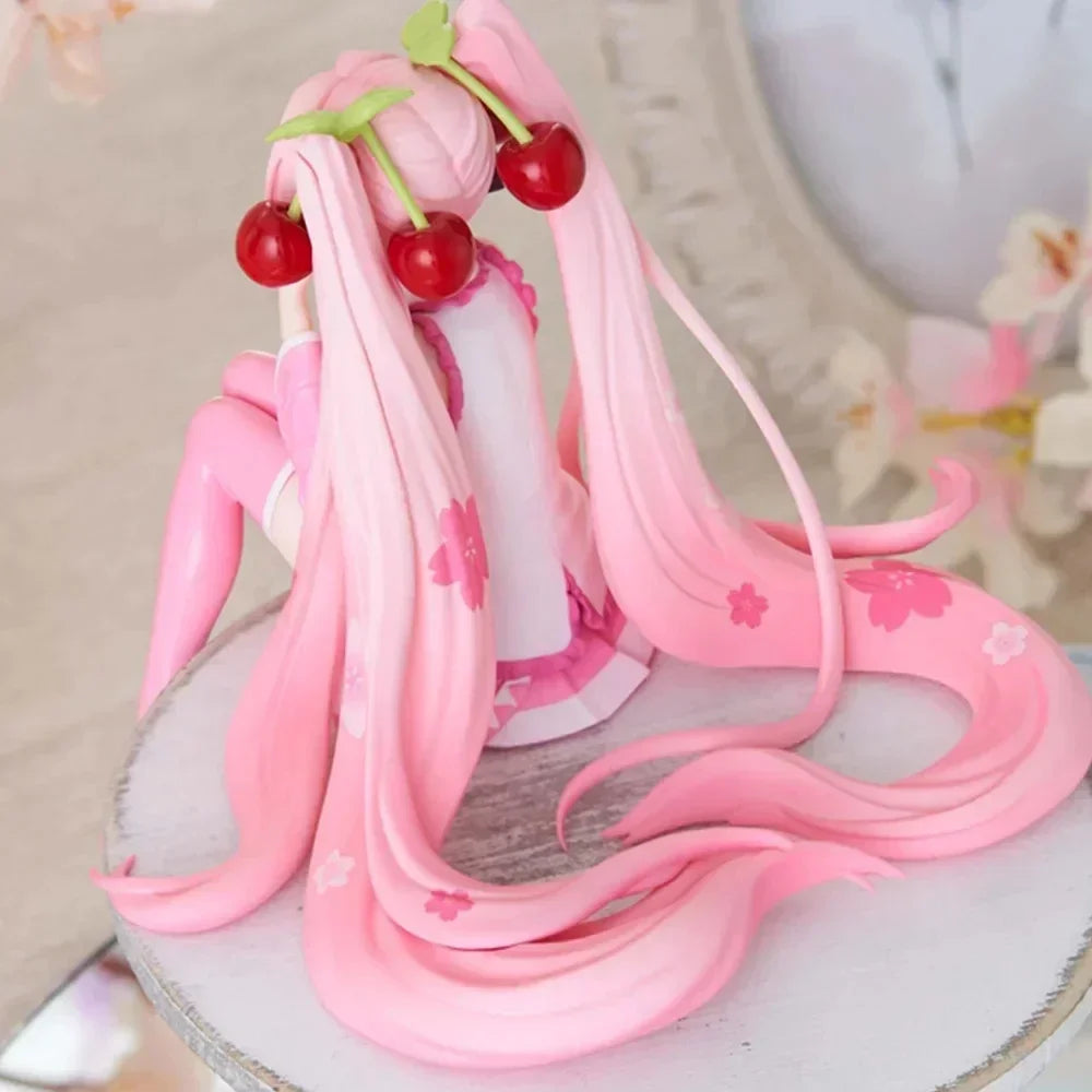 Hatsune Miku Anime figure Pink dress PVC model action toys Cherry pink cherry blossom decoration collect gifts