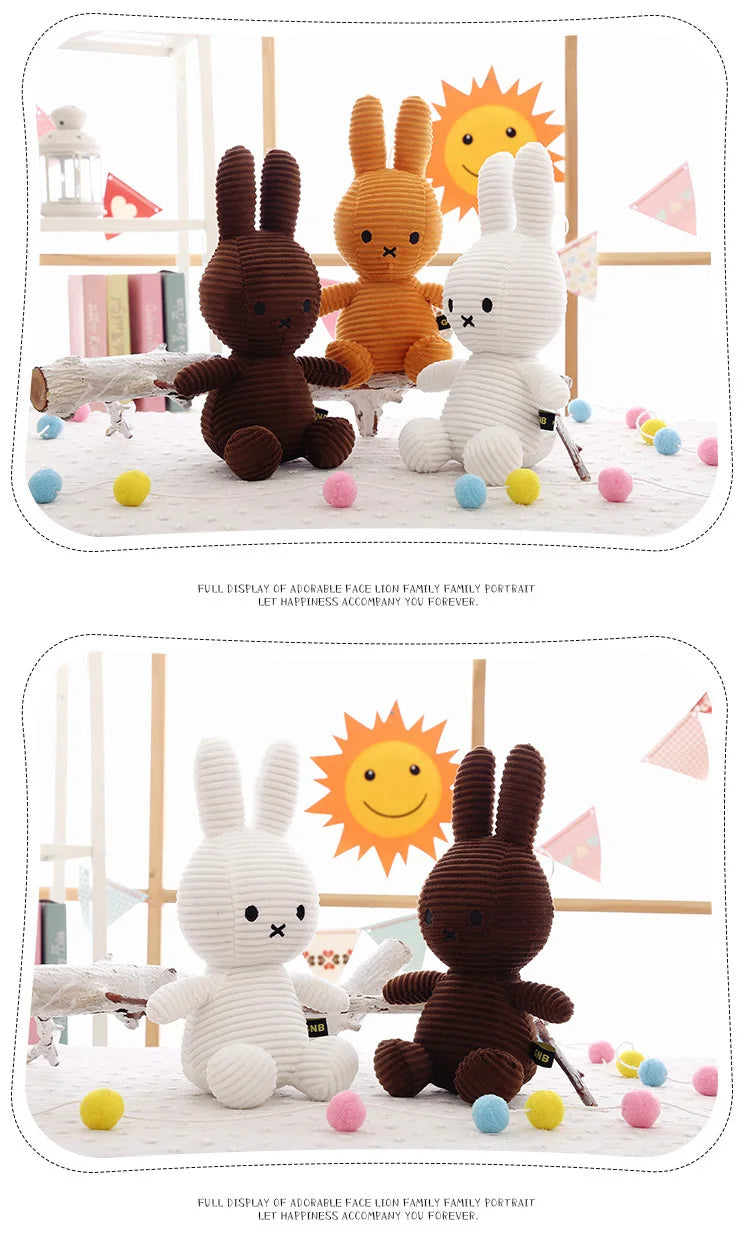 8Inch Kawaii Cute Striped Miffy Rabbit PP Cotton Stuffed Figure Toy Peripheral Doll Christmas Gift for Girls Boys