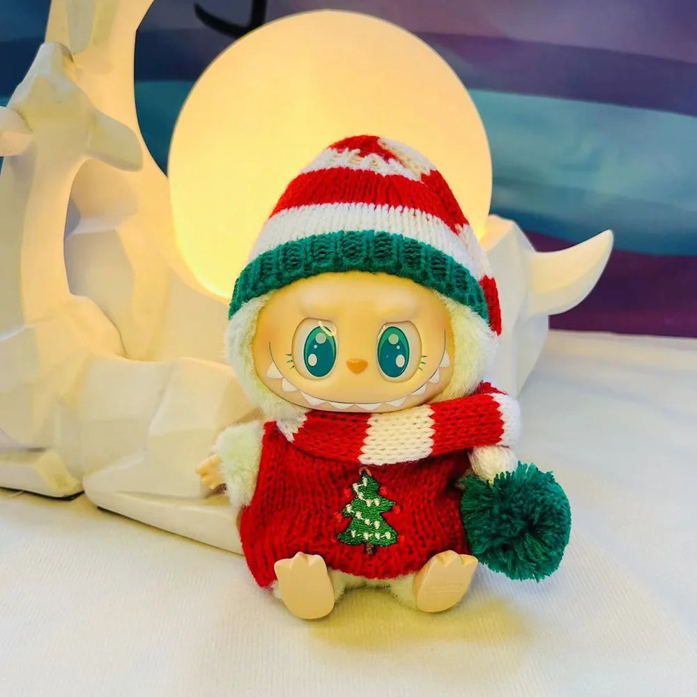17cm Labubu I II Idol Dolls Scarf Hat Suits Clothing Plush Doll'S Clothes Outfit Accessories For Korea Kpop Exo Sitting Party