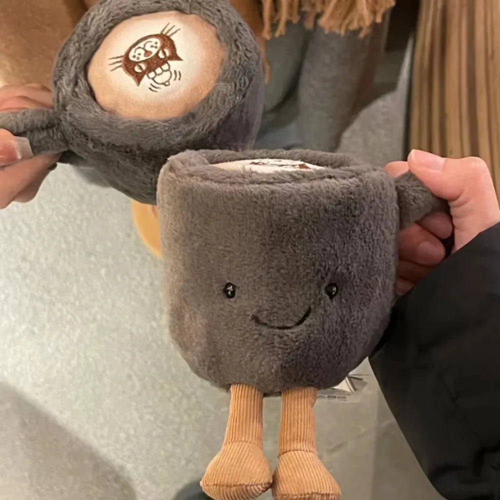 10cm Jelly Cat Fun Coffee Cup Kawaii Furry Plush Toys Soothing Sleep Plush Doll Cute Surprise Gift for Boys Girls Home Decor