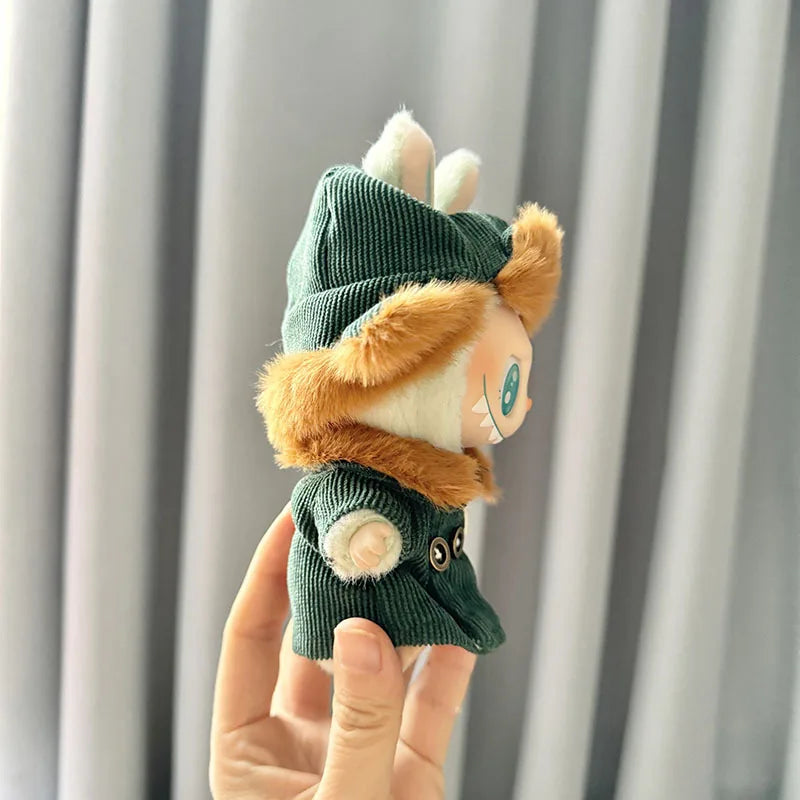 17cm Plush Doll's Clothes The Monster Labubu Outfit Accessories Clothing DIY Lei Feng Army Green Coat Red Star Hat