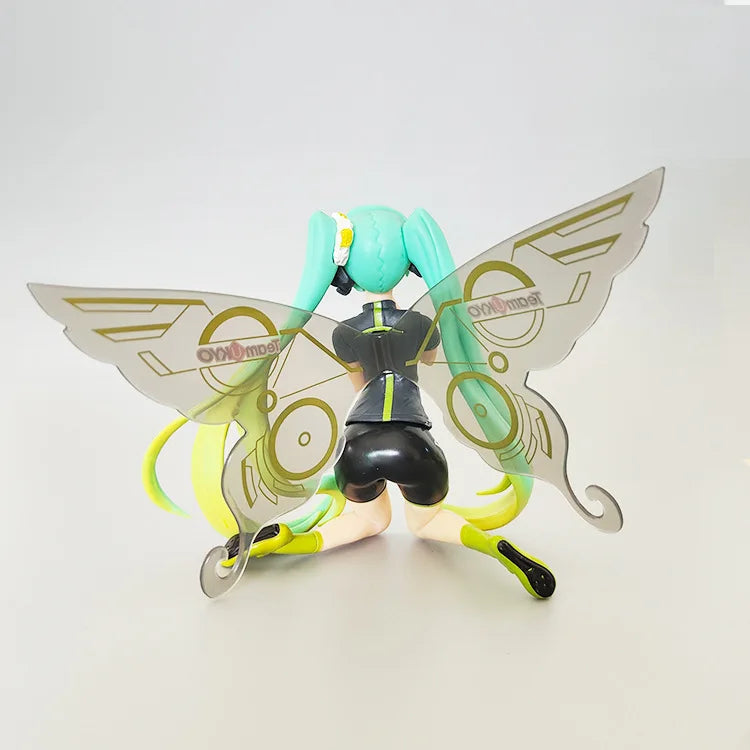 11CM Anime Hatsune Miku racing butterfly wings kawaii PVC figure model toys doll collect ornaments Christmas gifts
