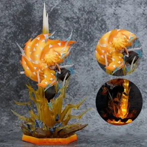 30cm Anime Demon Slayer Figure Agatsuma Zen'Itsu Luminous Double Headed Statue Action Figure Model Trend Toys Gift