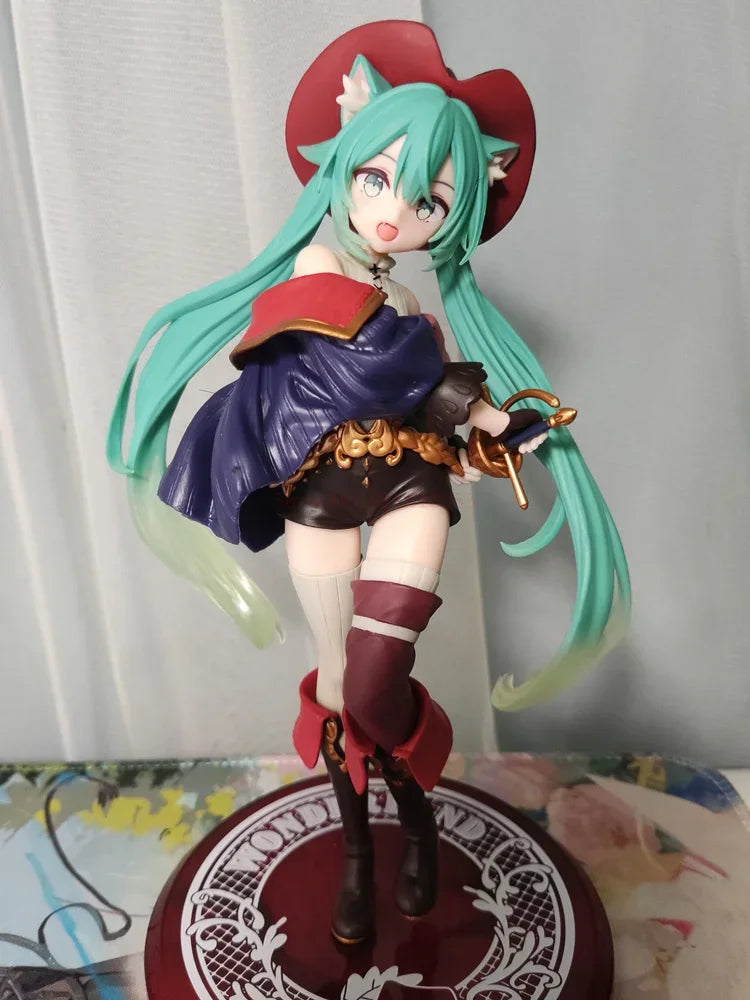 Taito Hatsune Miku Figure Wonderland Puss In Boots Anime Action Figurines Collection Model Statue Doll Toys Kid Gift