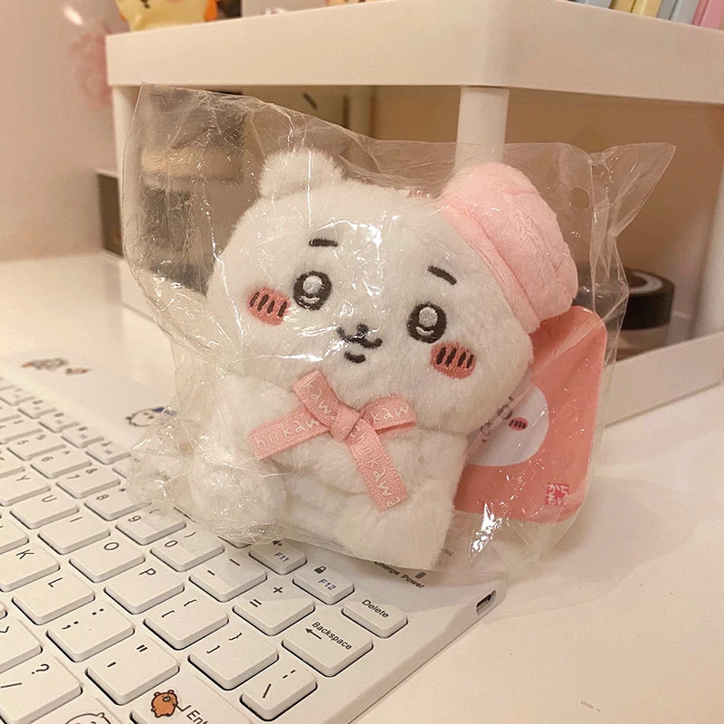 10cm Japanese version cartoon Chiikawa Hachiware Usagi cute boy and girl gift beret sitting plush doll backpack key pendant