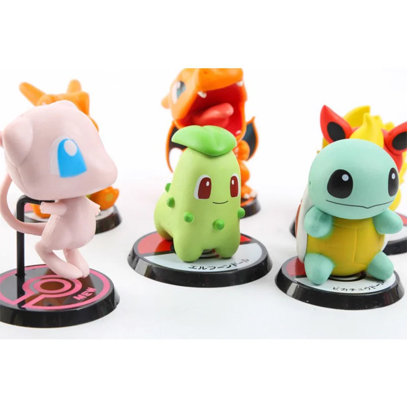 6pcs Tomy Pokemon Big Head Elf Kanto Region Ash Ketchum Johto Region Rocket Team Jessie James Meowth Action Figure Model Toys