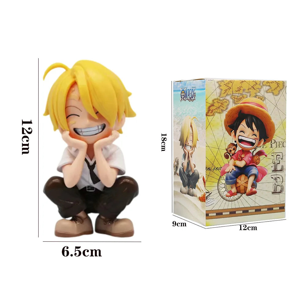 13cm Anime Figure One Piece Monkey D Luffy Roronoa Zoro Kawaii Toys Car Decoration PVC Model Gift