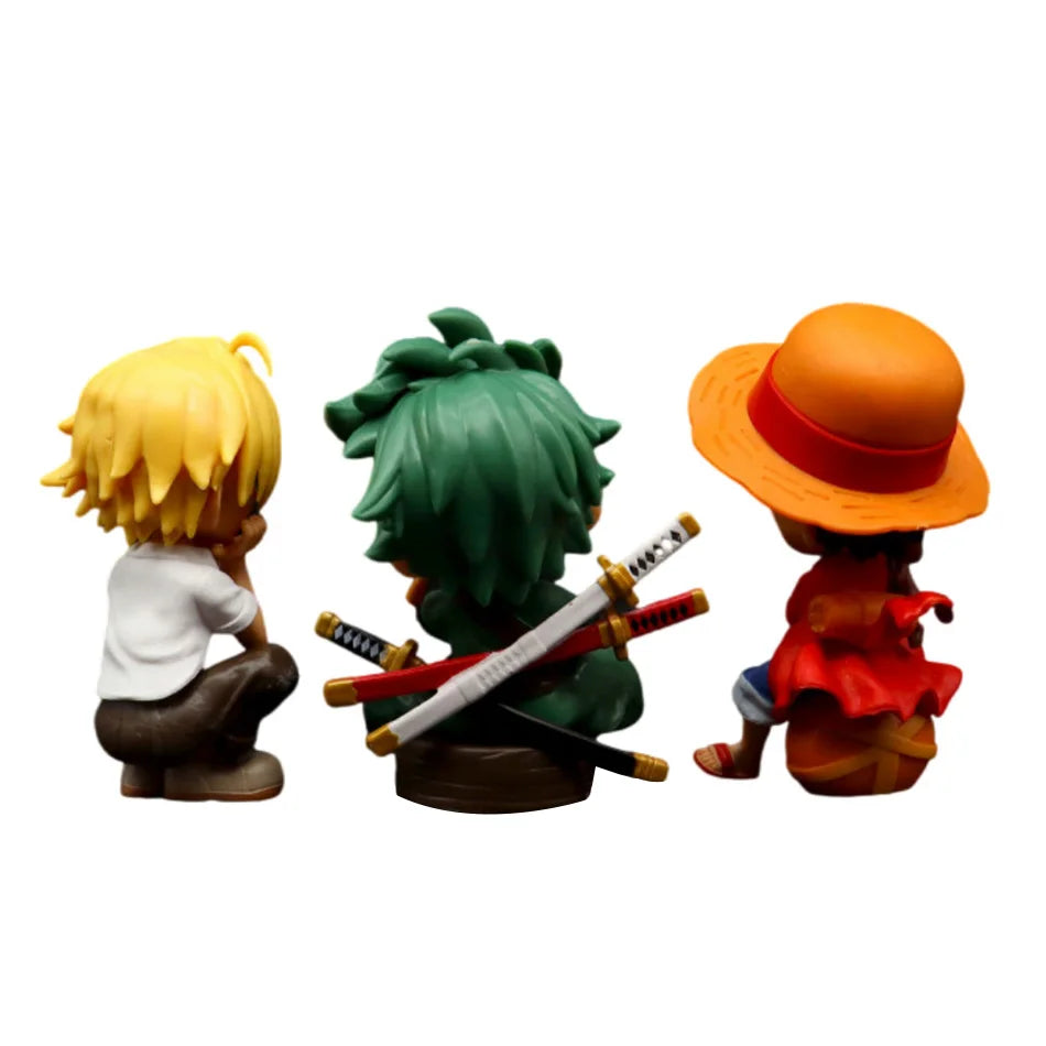 13cm Anime Figure One Piece Monkey D Luffy Roronoa Zoro Kawaii Toys Car Decoration PVC Model Gift
