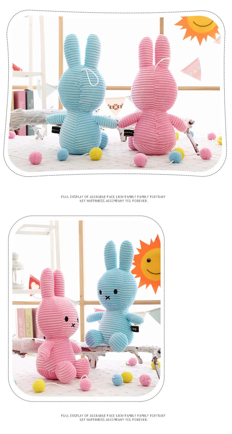 8Inch Kawaii Cute Striped Miffy Rabbit PP Cotton Stuffed Figure Toy Peripheral Doll Christmas Gift for Girls Boys