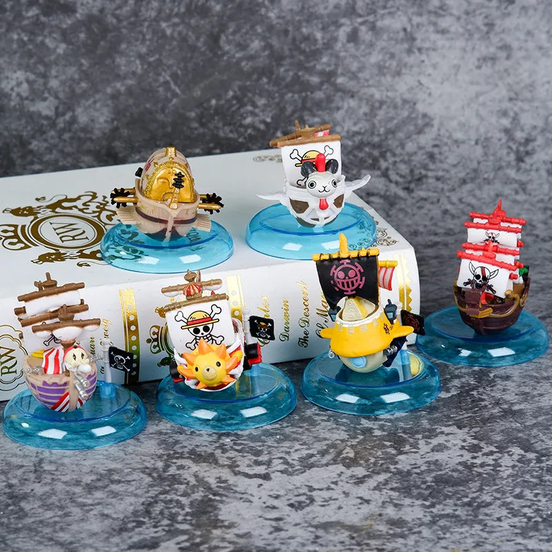 6Pcs/Set One Pieces Anime Action Figure Pirates Boat Going Merry/ Thousand Sunny Pirate Ship Doll PVC Collectible Model Gift Toy