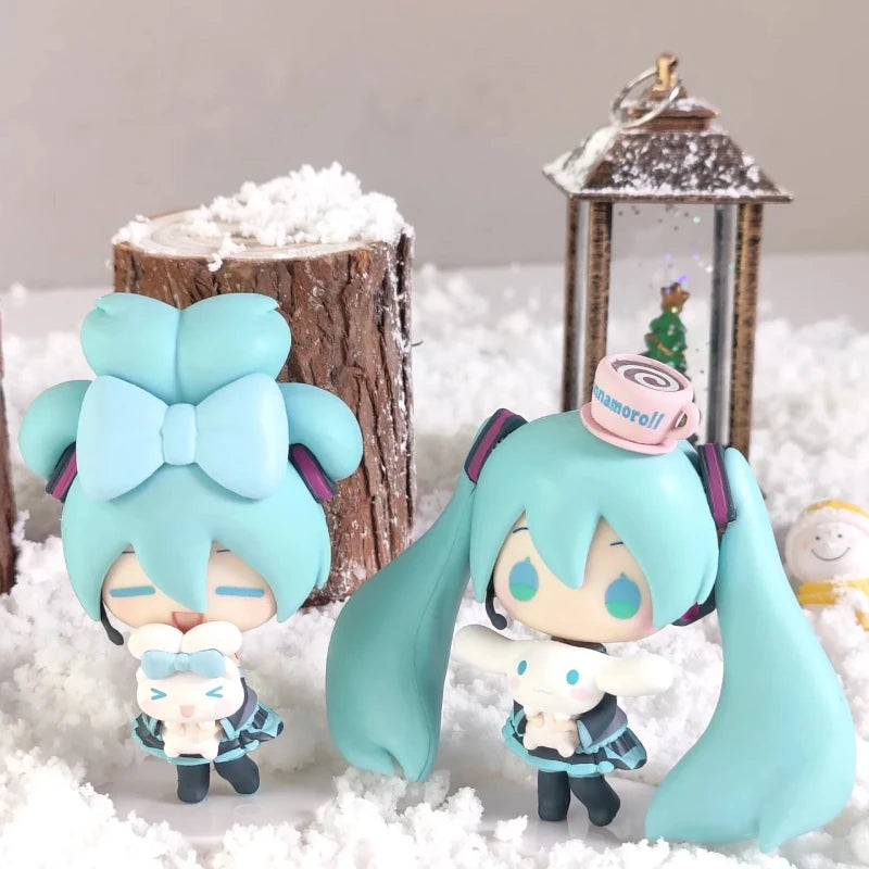 Anime Hatsune Miku Cinnamoroll Antion Figure Cute Beautiful Miku Cartoon Figurine Q Version PVC Model Decorations Children Gift