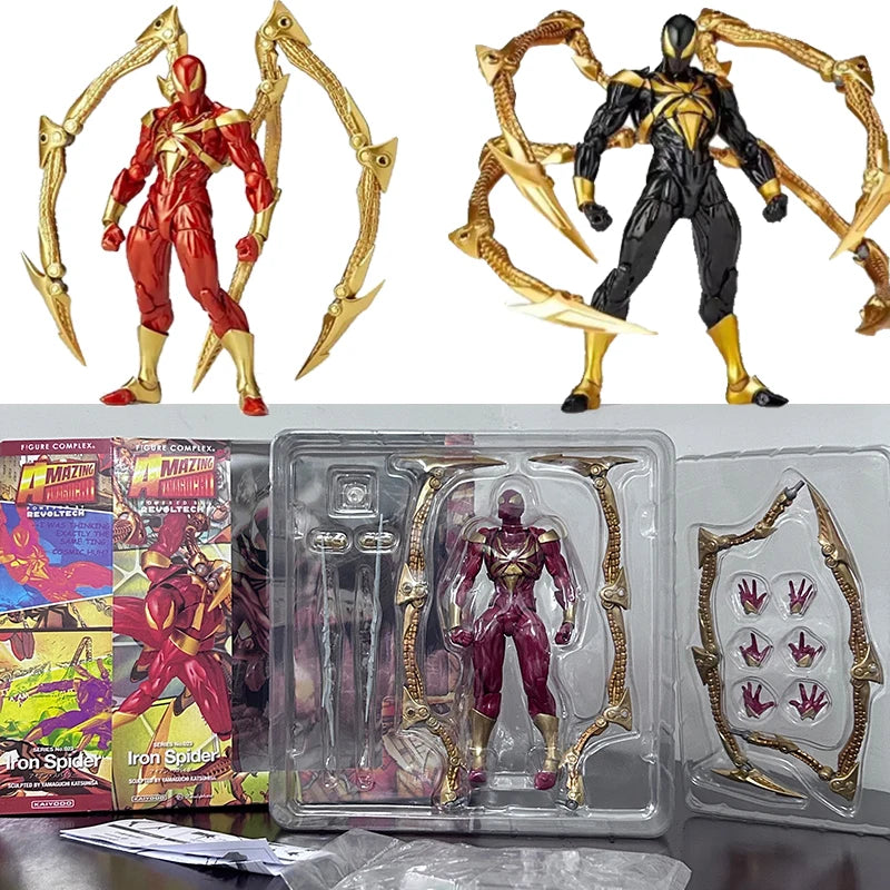 New Amazing Yamaguchi Animation Kaiyodo Iron Spiderman Ation Figure Collection Model Toy Birthday Gift