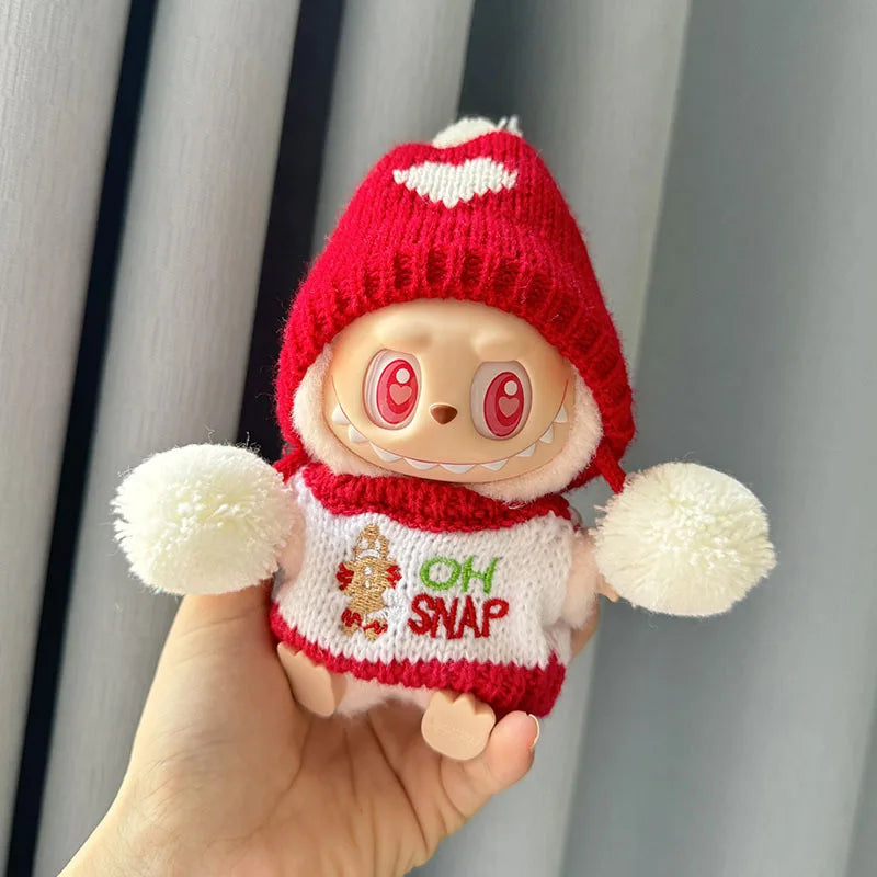 17cm Labubu I II Idol Dolls Scarf Hat Suits Clothing Plush Doll'S Clothes Outfit Accessories For Korea Kpop Exo Sitting Party