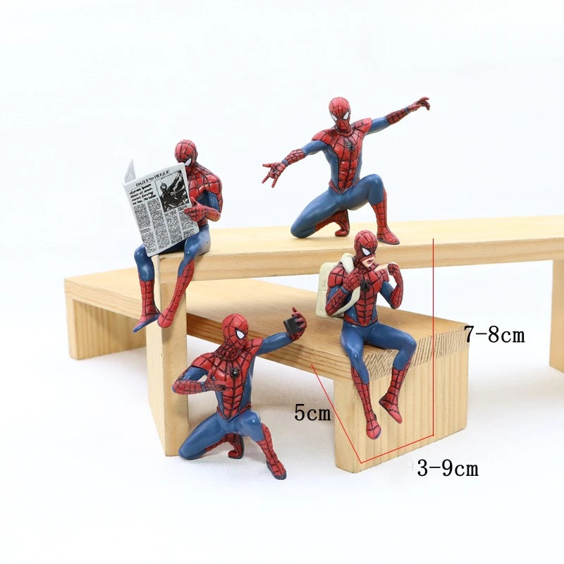 4pcs Marvel Superhero Spider Man 7-8cm Action Figure Decorative Ornaments Model Collection Mini Model Toys Birthday Gift