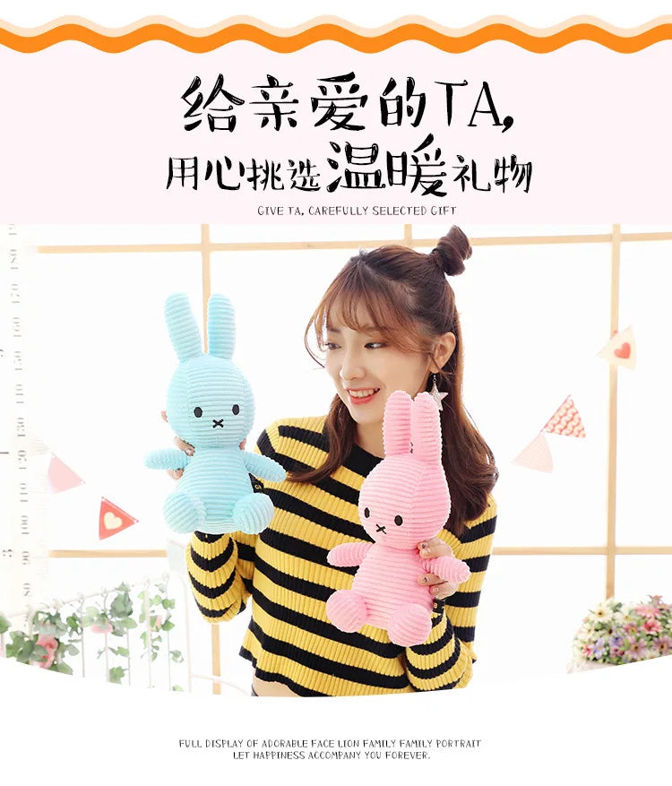 8Inch Kawaii Cute Striped Miffy Rabbit PP Cotton Stuffed Figure Toy Peripheral Doll Christmas Gift for Girls Boys