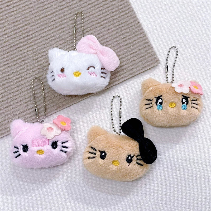 Kawaii Cute Cartoon Sanrio Hellokitty Plush Doll Anime Keychain For Women Girls Bag Decoration Accessories Pendant Keyring