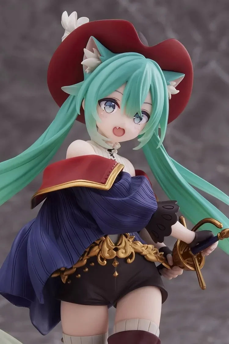 Taito Hatsune Miku Figure Wonderland Puss In Boots Anime Action Figurines Collection Model Statue Doll Toys Kid Gift