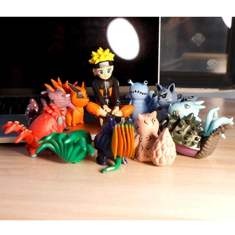 11Pcs/Set Q Version Naruto Anime Figure Uzumaki Bijuu Figurine PVC Action Figures Collection Model Toys for Children Gifts