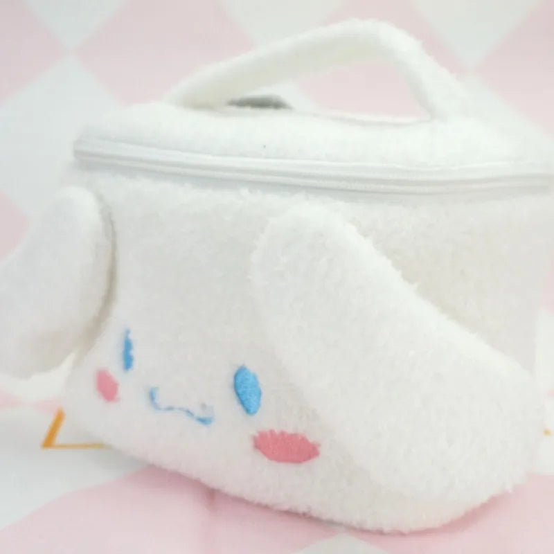 Sanrio Hello Kitty Plush Cosmetic Bag Cute Kuromi My Melody Zipper Large Women Travel Make Up Toiletry Bag Washing Pouch Pouch
