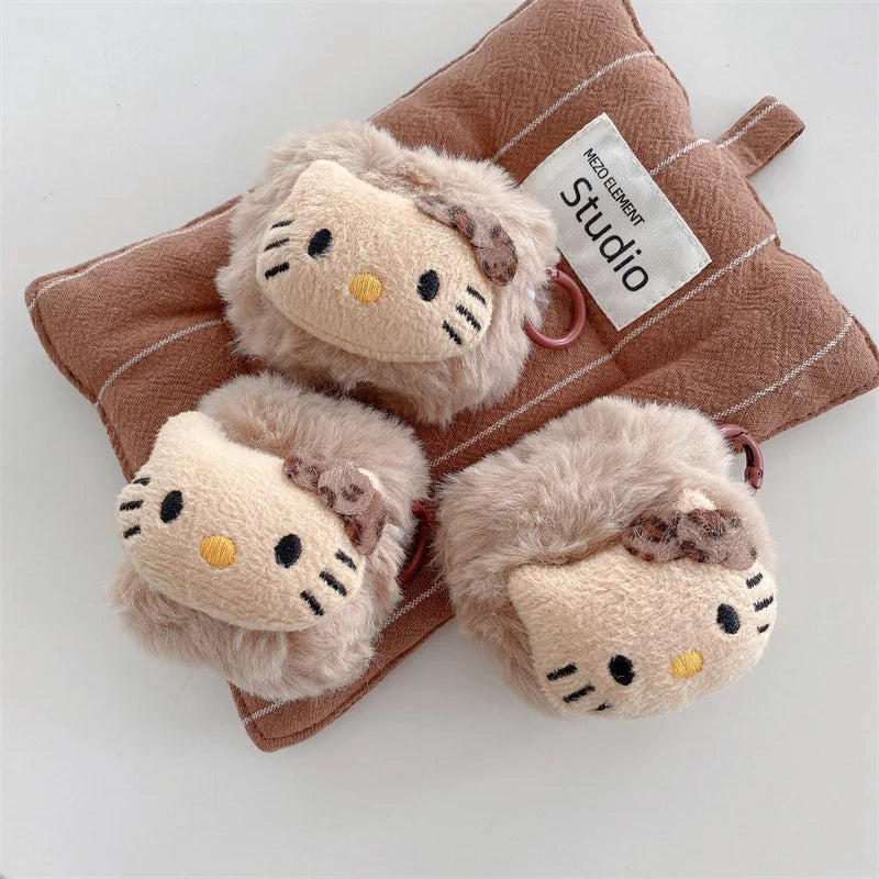 For Airpods 4 Case 2024,Hello Kitty Brown Plush Protective Earphone TPU Cover For Airpods 4 Case/Airpods Pro 2 Caae Girls Women