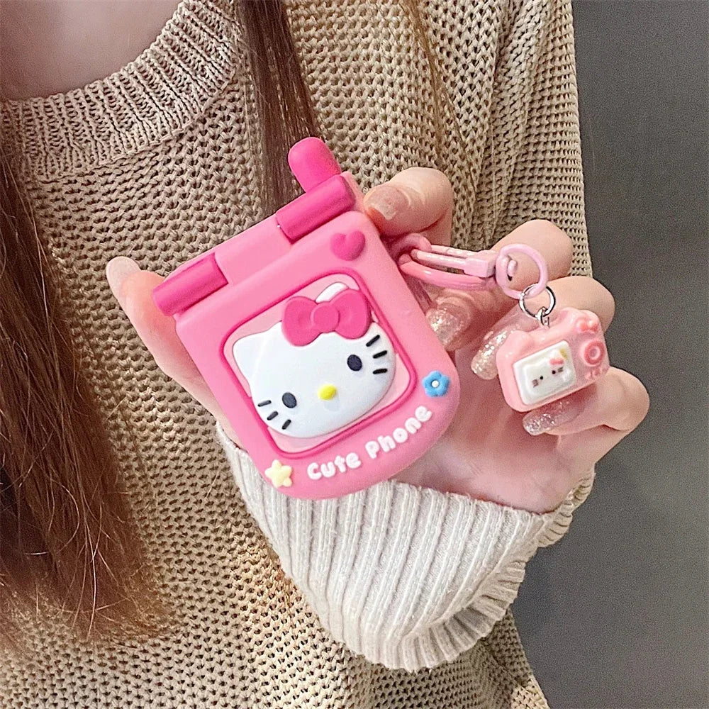 3D Cute Sanrio Hello Kitty Earphone Case For Airpods 1 2 3 4 Pro 2 Wireless Bluetooth Headset Protective Soft Cover With Pendant