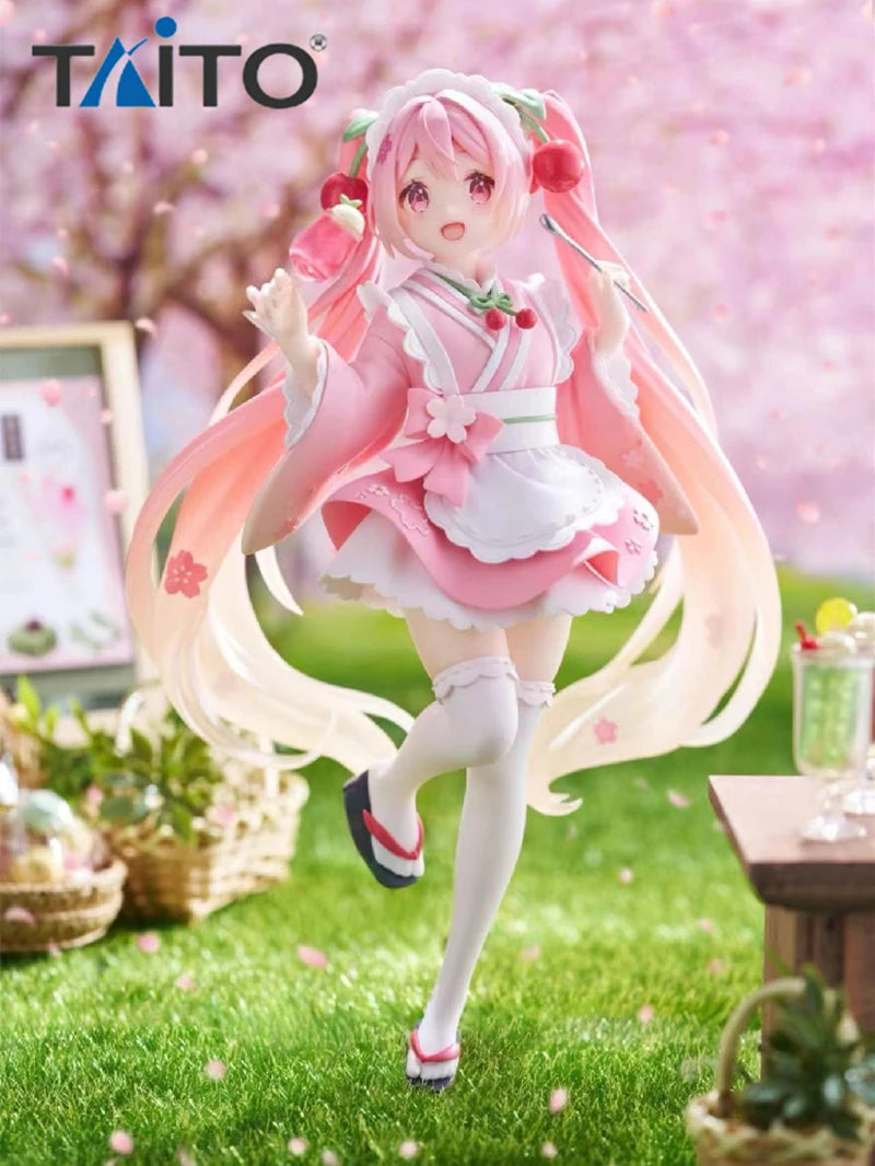 18CM TAITO Hatsune Miku Coreful Sakura Wafuu Kissa Ver. Maid Figure Anime Figurine Model Collectible Toys Kawaii Gift