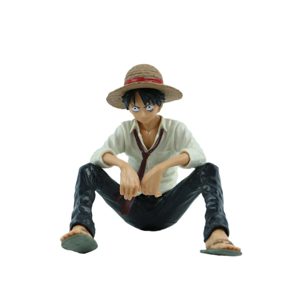 Anime One Piece Cartoon 9CM Luffy Sit Style Figurine PVC Model Action Figure Toys Collection Decoration Doll Monkey D Luffy Gift