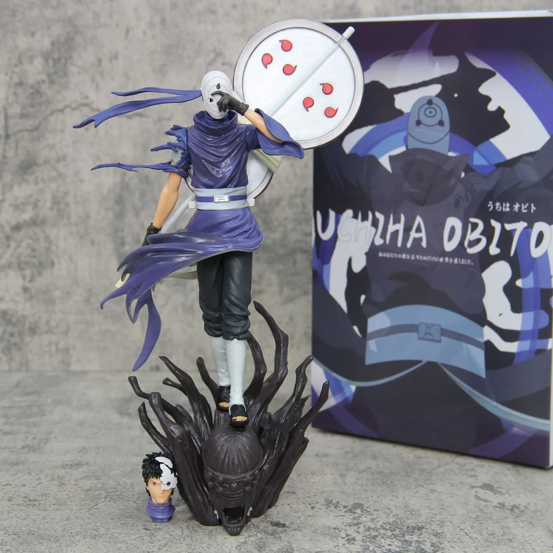 27cm Naruto Anime Figures Gk Ten Year Ninja Uchiha Obito Akatsuki Double Head Interchange Model Action Doll Collectable Boy Toys