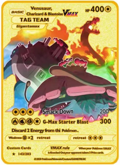 6-12 Pcs/Set English Version Pokemon Metal Card Pikachu Anime Figure Battle Carte Trading Pocket Monster Cards Model Toy Gifts