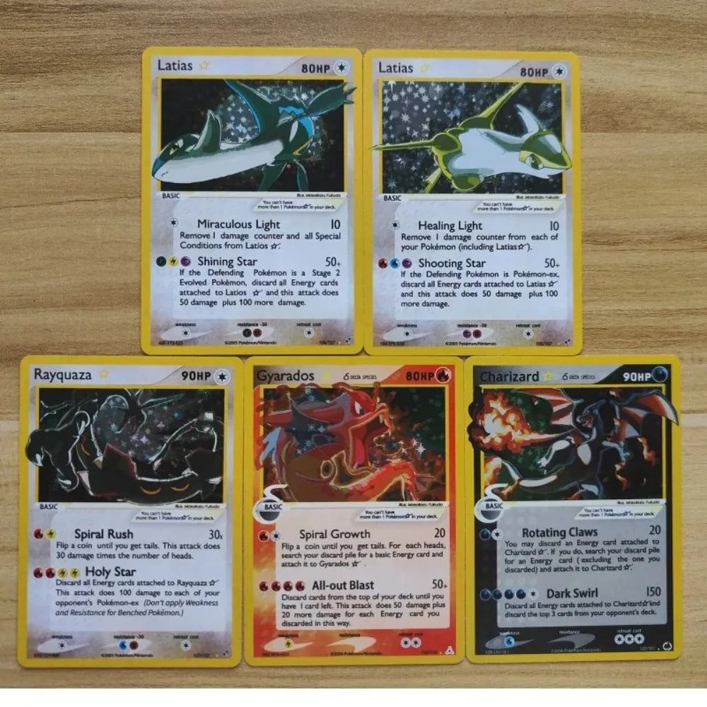 DIY 28PCS/Set PTCG Pokemon English Version Charizard Gyarados Mewtwo Flareon Latios Starry Flash Card Game Collection gift