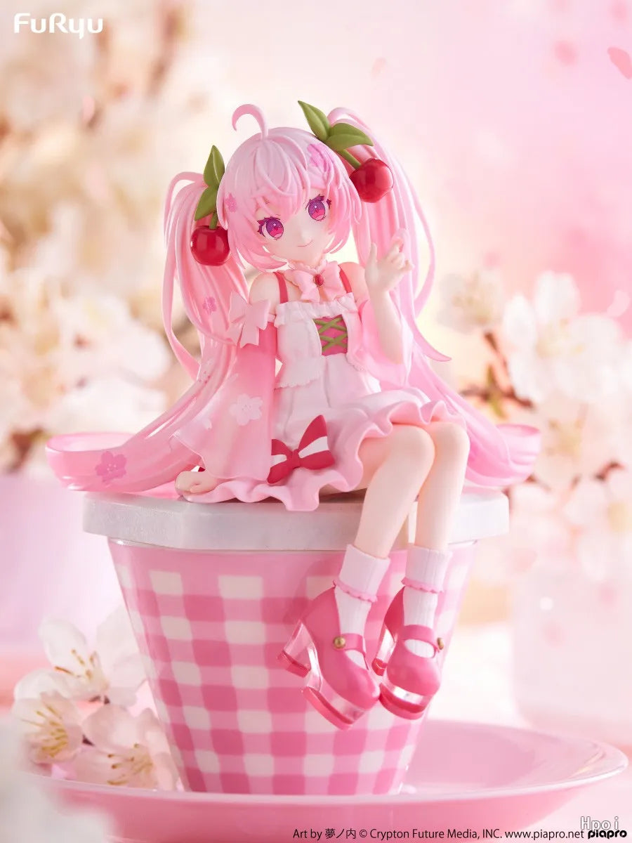 Sakura Miku Anime Toy Cute Hatsune Miku Pretty Girl Sitting Style Figurine Model Collection Toy Gifts