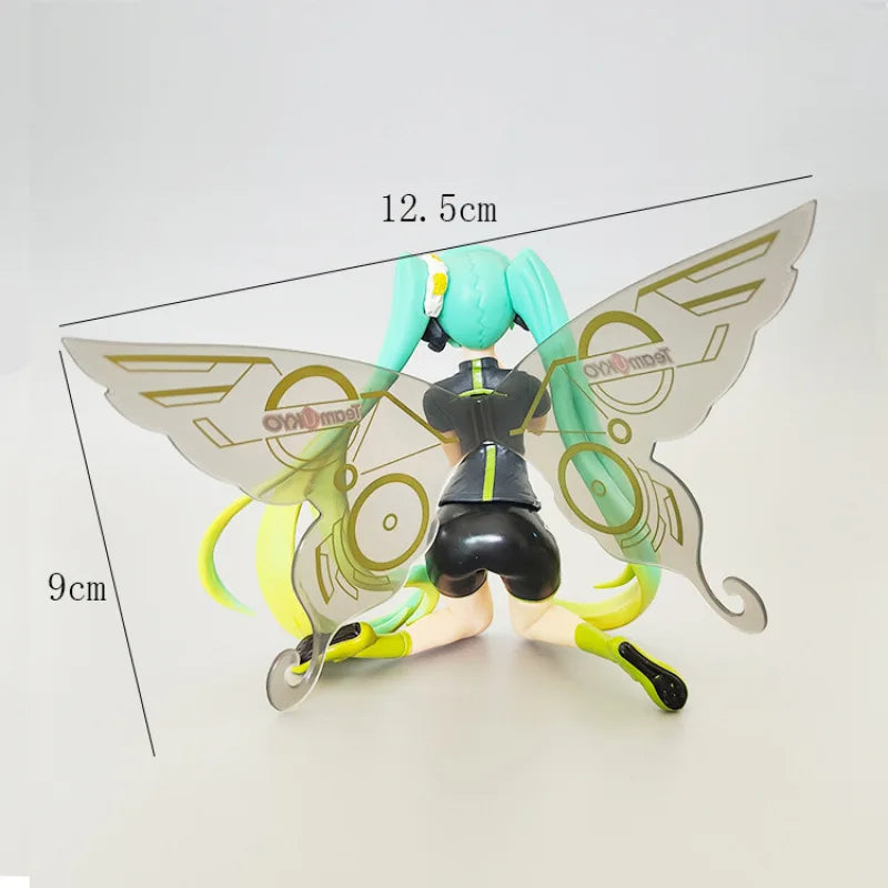 11CM Anime Hatsune Miku racing butterfly wings kawaii PVC figure model toys doll collect ornaments Christmas gifts
