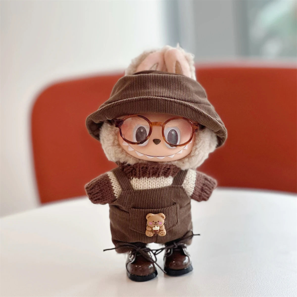 17cm doll clothes Labubu doll clothes casual versatile sweater fisherman hat overalls changing clothes
