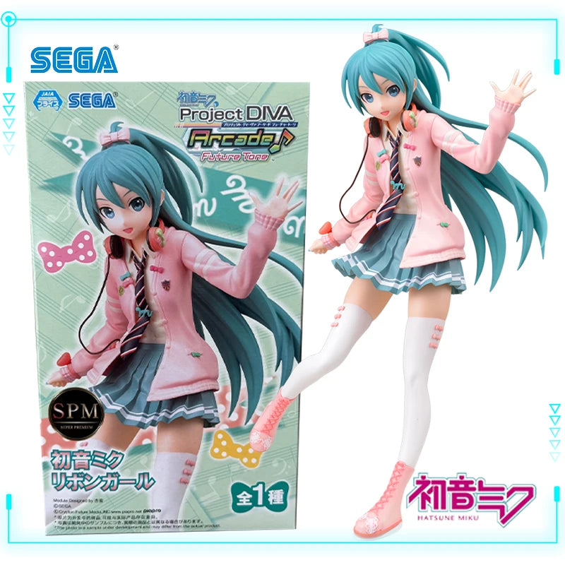 Hatsune Miku Project DIVA Arcade Future Tone Hatsune Miku SPM Figure Ribbon Girl Ver 24cm Model Toy Figure