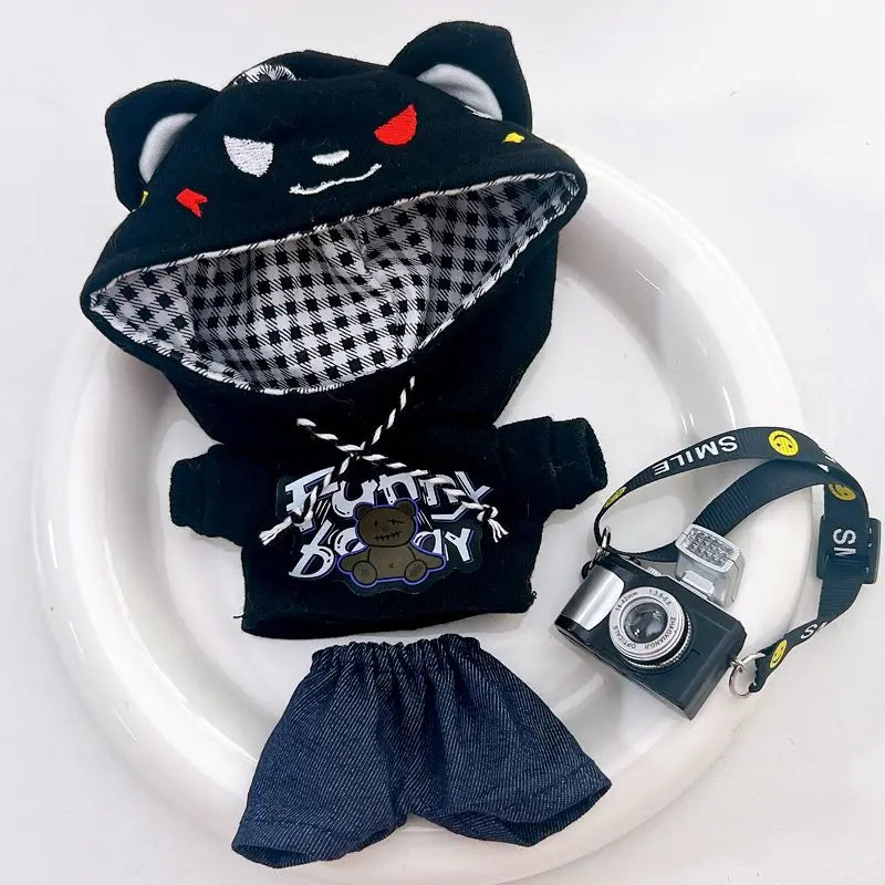17cm Labubu I II Idol Dolls Cute Mini Plush Doll'S Clothes Korea Kpop Exo Idol Dolls DIY Accessories Gifts Bear Hoodie Set