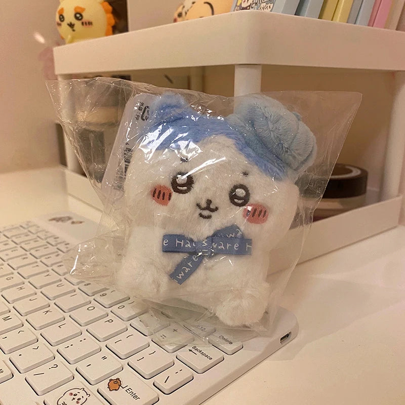 10cm Japanese version cartoon Chiikawa Hachiware Usagi cute boy and girl gift beret sitting plush doll backpack key pendant