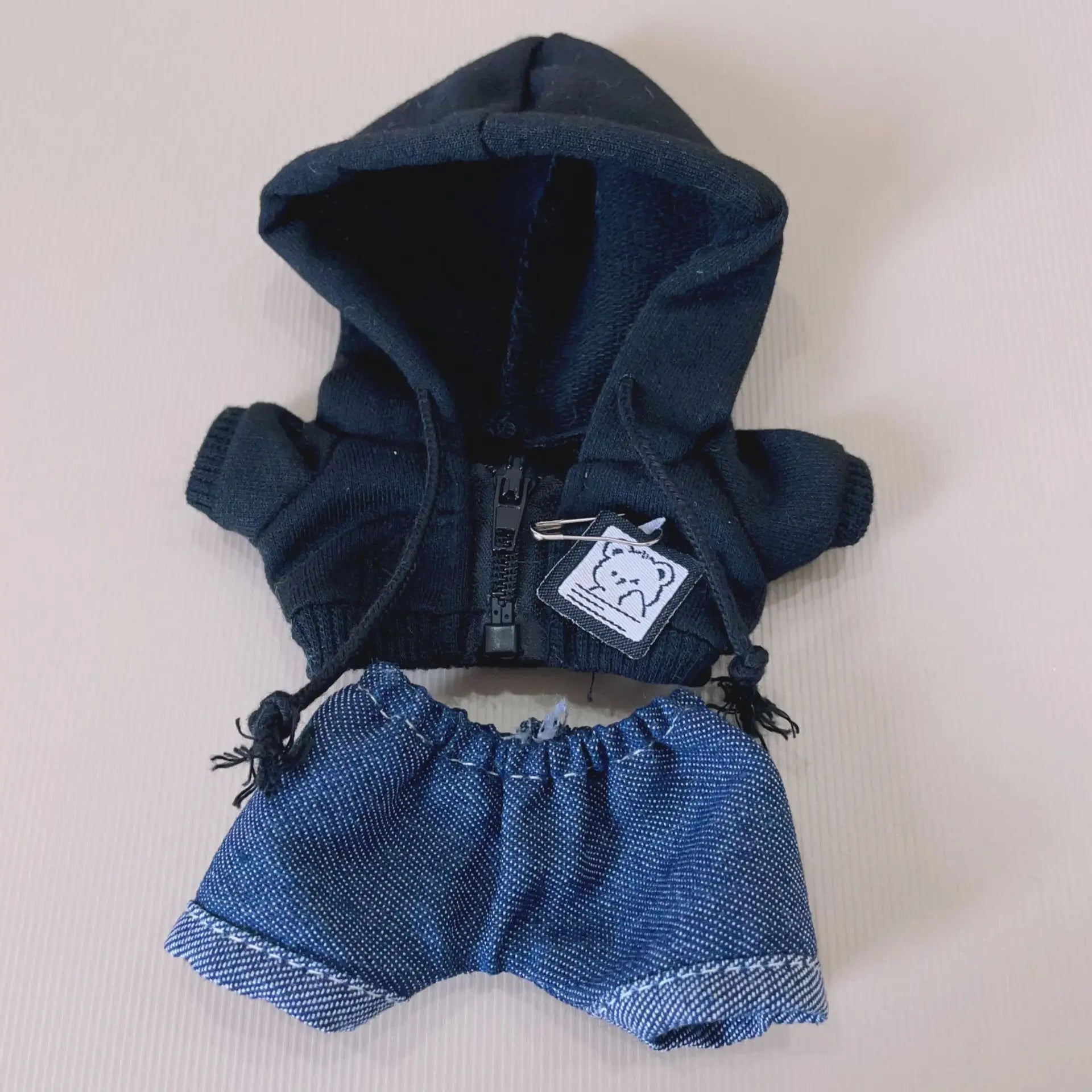 17cm Labubu I II Idol Dolls Cute Mini Plush Doll'S Clothes Korea Kpop Exo Idol Dolls DIY Accessories Gifts Bear Hoodie Set