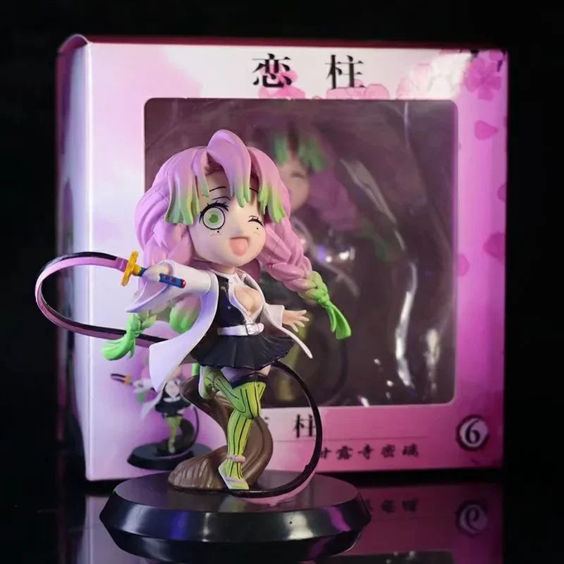 Demon Slayer Figure Kamado Tanjirou Tomioka Giyuu Kanroji Mitsuri Action Figure Q Version Model Cartoon Desktop Decor Toys Gift
