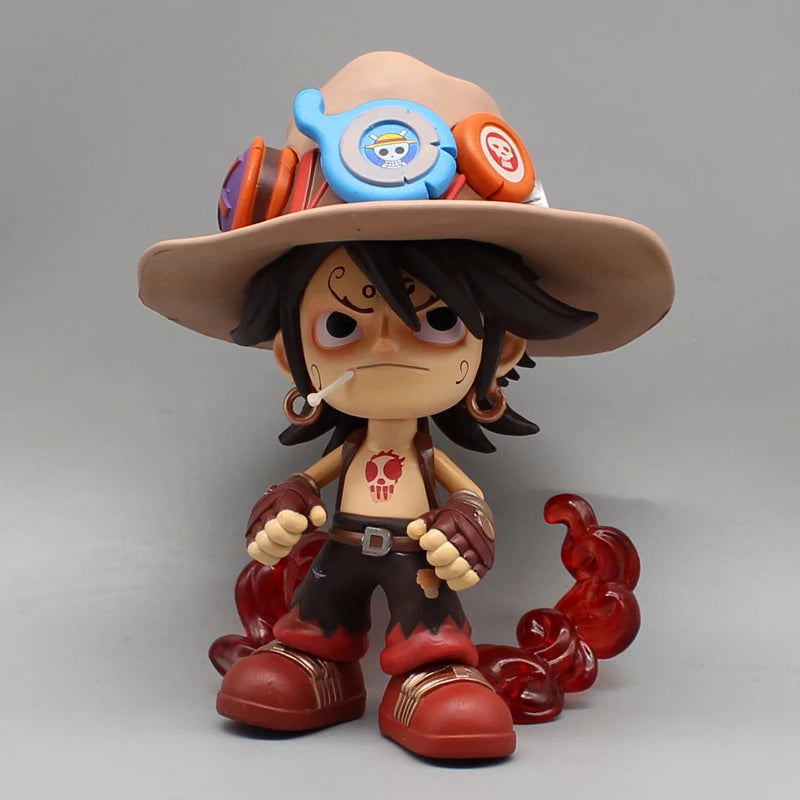 One Piece Zoro Figure Action Gk Q Version Portgas D Ace Figure Cowboy Figurine Anime PVC Model Car Decoration Cute Dolls Toys