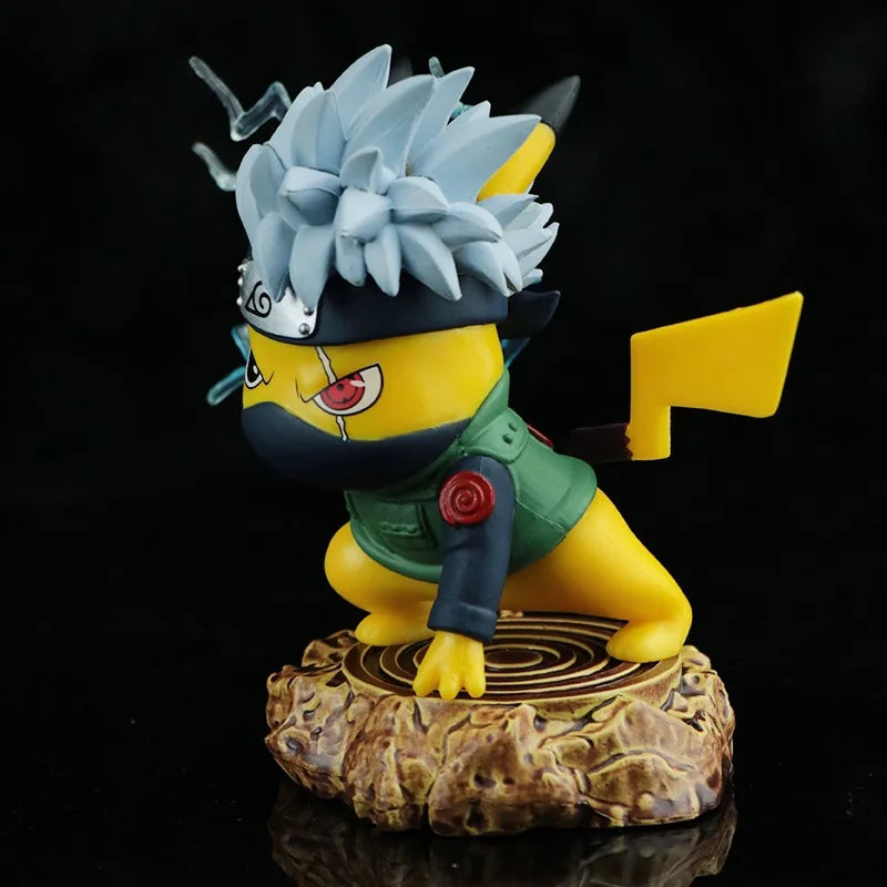 Anime Naruto Q Version Pikachu COS Hatake Kakashi PVC Action Figures Toys Model Statue 10cm