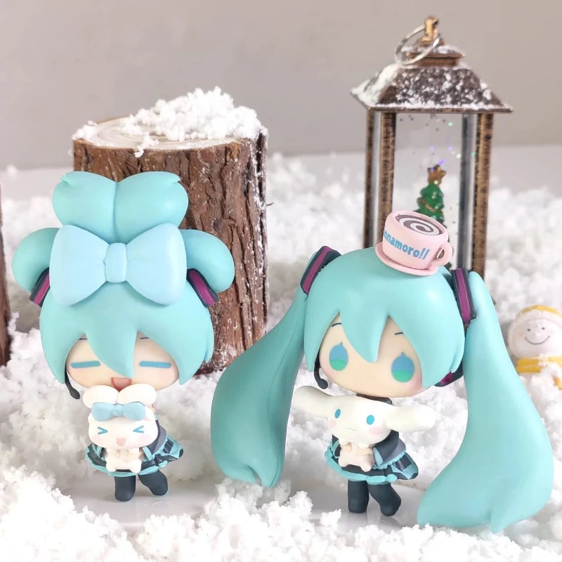 Anime Hatsune Miku Cinnamoroll Antion Figure Cute Beautiful Miku Cartoon Figurine Q Version PVC Model Decorations Children Gift