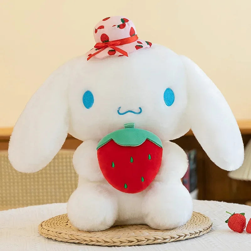 25cm Kawaii Melody Doll Sanrio Cinnamon Dog Hugging Strawberry Stuffed Plush Toy Cartoon Anime Plush Doll Sleeping Pillow