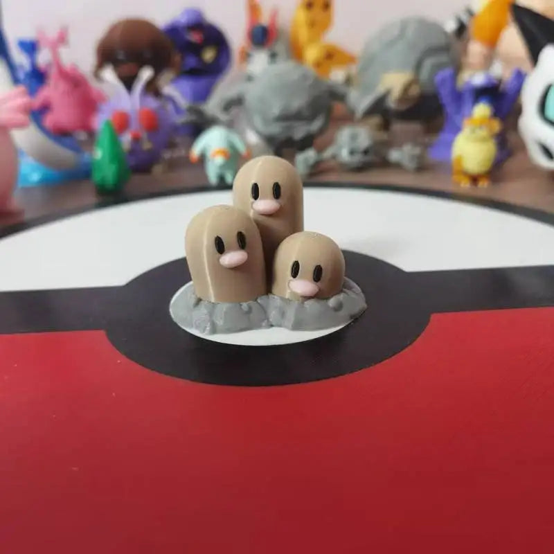 Anime Figures Dugtrio Diglett Slowpoke Proportion World 1:20 Diy 3D Printing Cute Cartoon Character Desktop Model Kid Gifts Toy